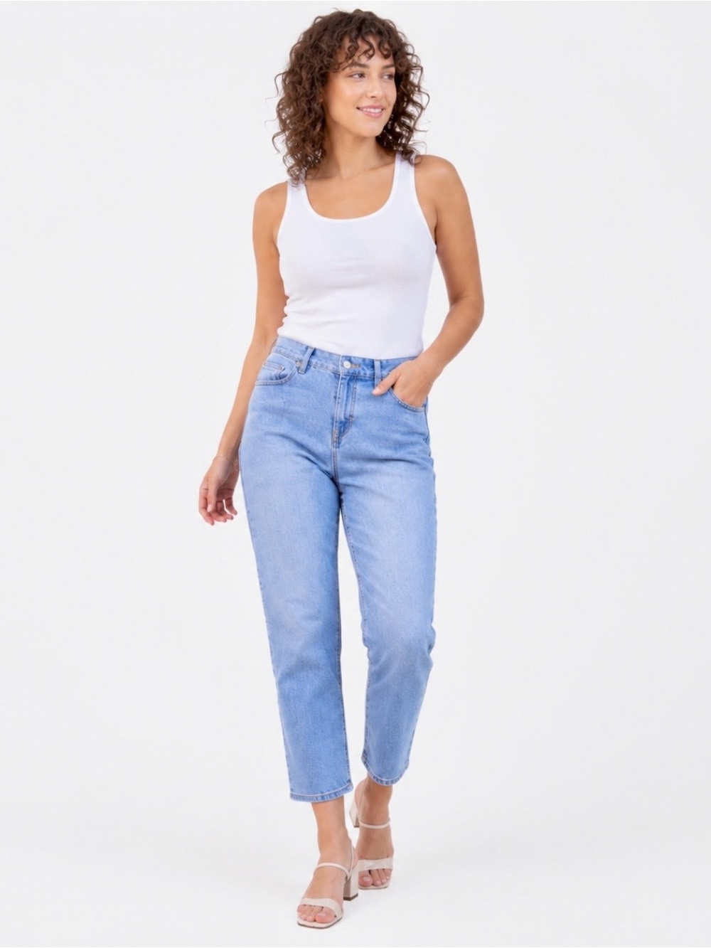 Vintage Bill Blass High Rise Straight Leg Jeans Light Wash Crop Mom Denim Size 8